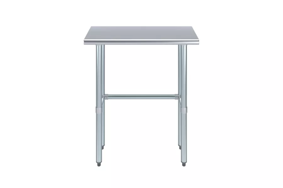 Thumbnail: AmGood 14 in. x 30 in. Open Base Stainless Steel Work Table