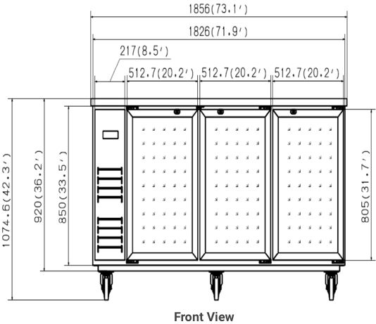 Thumbnail: VALPRO 73″ THREE GLASS SWING DOOR BACK BAR COOLER