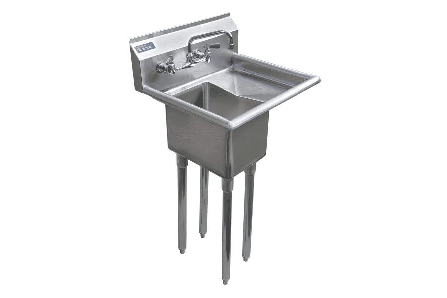 AmGood 23x20in Stainless Steel One Compartment Sink Right Drainboard Faucet