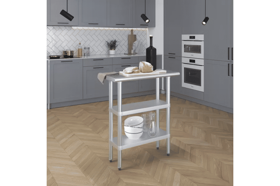 Thumbnail: AmGood 14x30 in. Stainless Steel Table With Two Undershelves