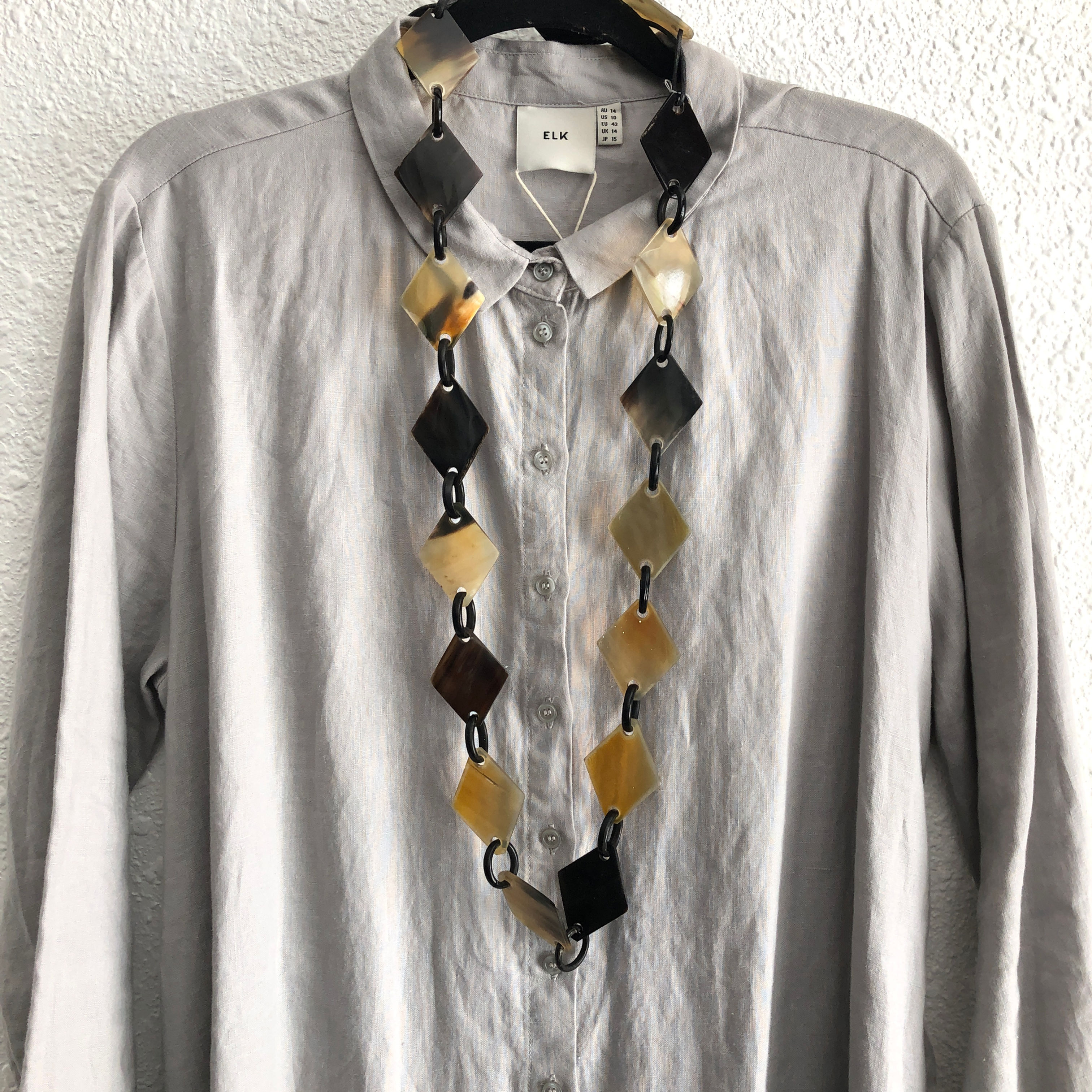 Horn and Leather Chain Necklace