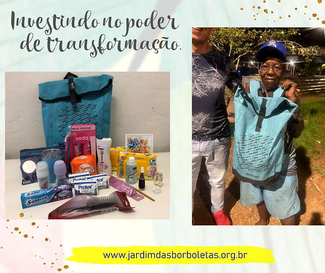 Investindo no poder de transformação, com itens de higiene, beleza e mensagens de incentivo, pelo Projeto Metamorfoseando da ONG ASCL – Jardim das Borboletas.