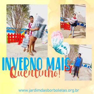 Famílias vulneráveis da Escola Infantil Casulo das Borboletas recebem cobertores da ONG ASCL - Jardim das Borboletas para lidar com o frio intenso do inverno em Belo Horizonte.