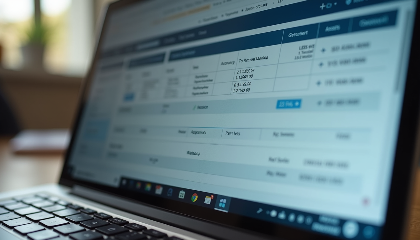 Close-up view of a laptop screen showing VAT return software interface