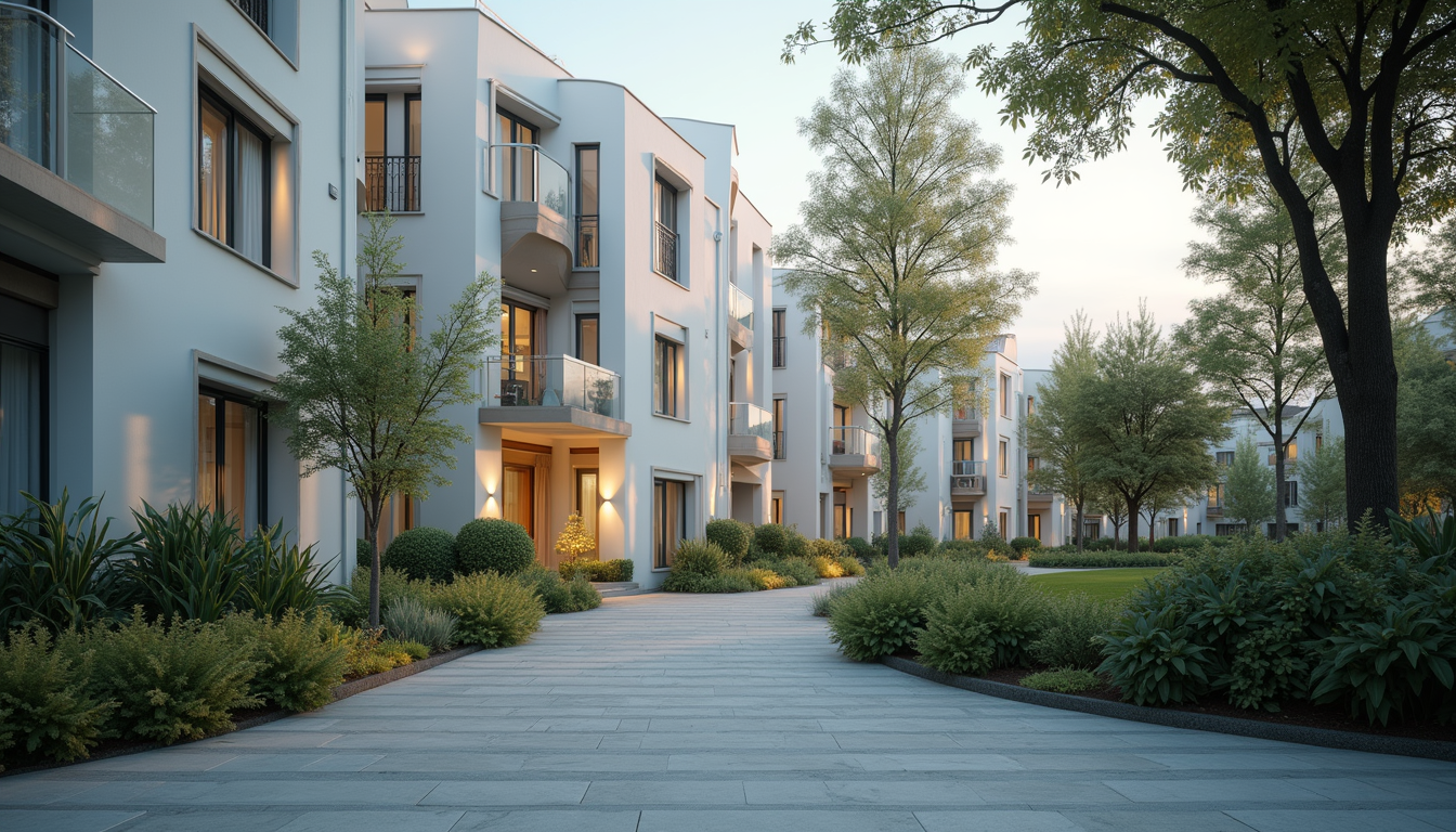 Eye-level view of a modern residential building exterior