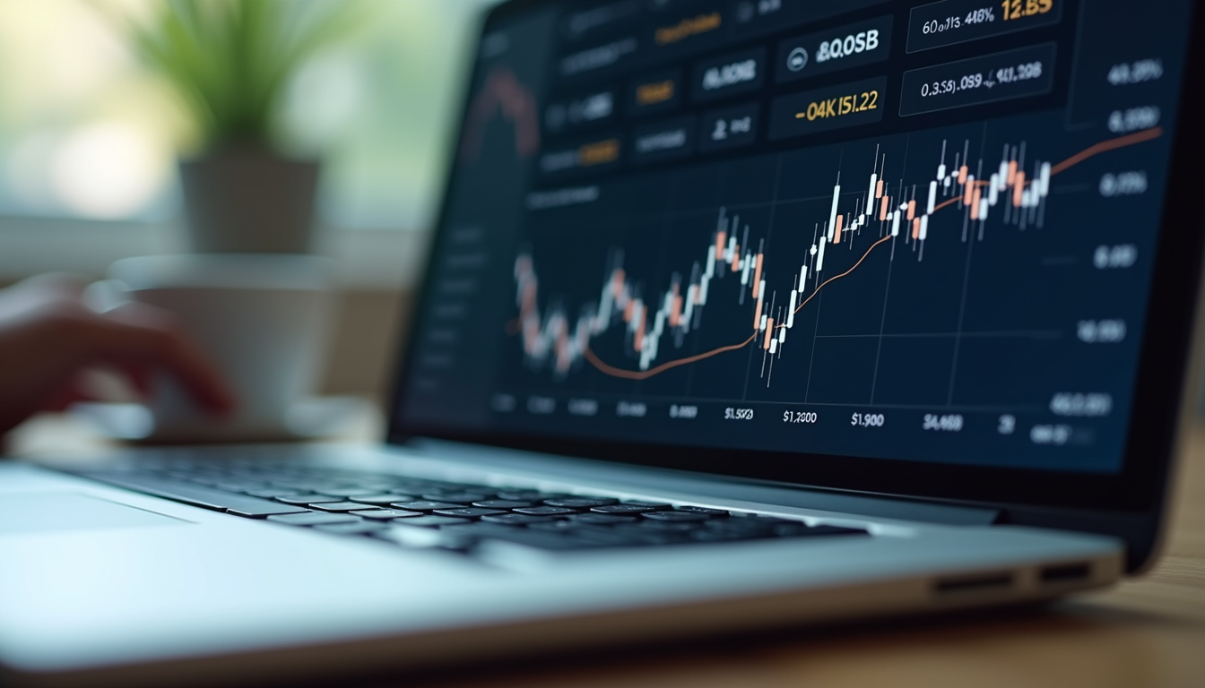 Close-up view of a laptop screen showing accounting software with financial charts