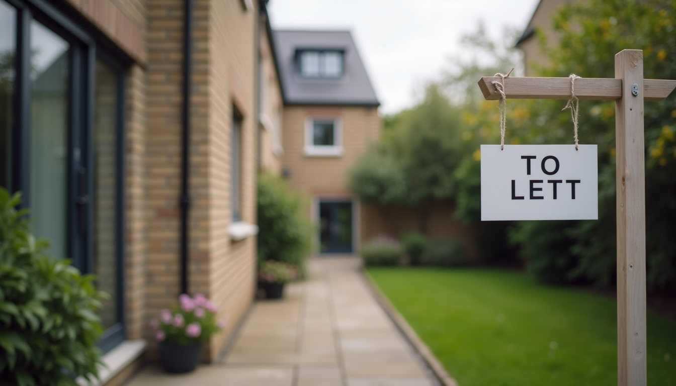 Eye-level view of a residential property exterior with a "To Let" sign