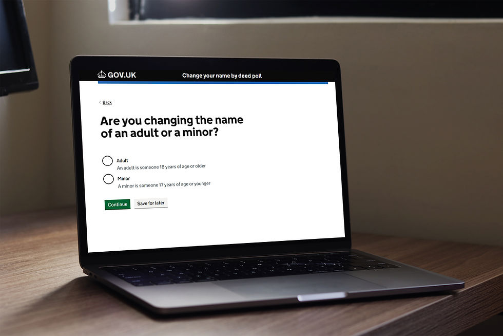 "Figure 1: Interface of the UK Government deed poll application service (HM Courts & Tribunals Service, n.d.)."