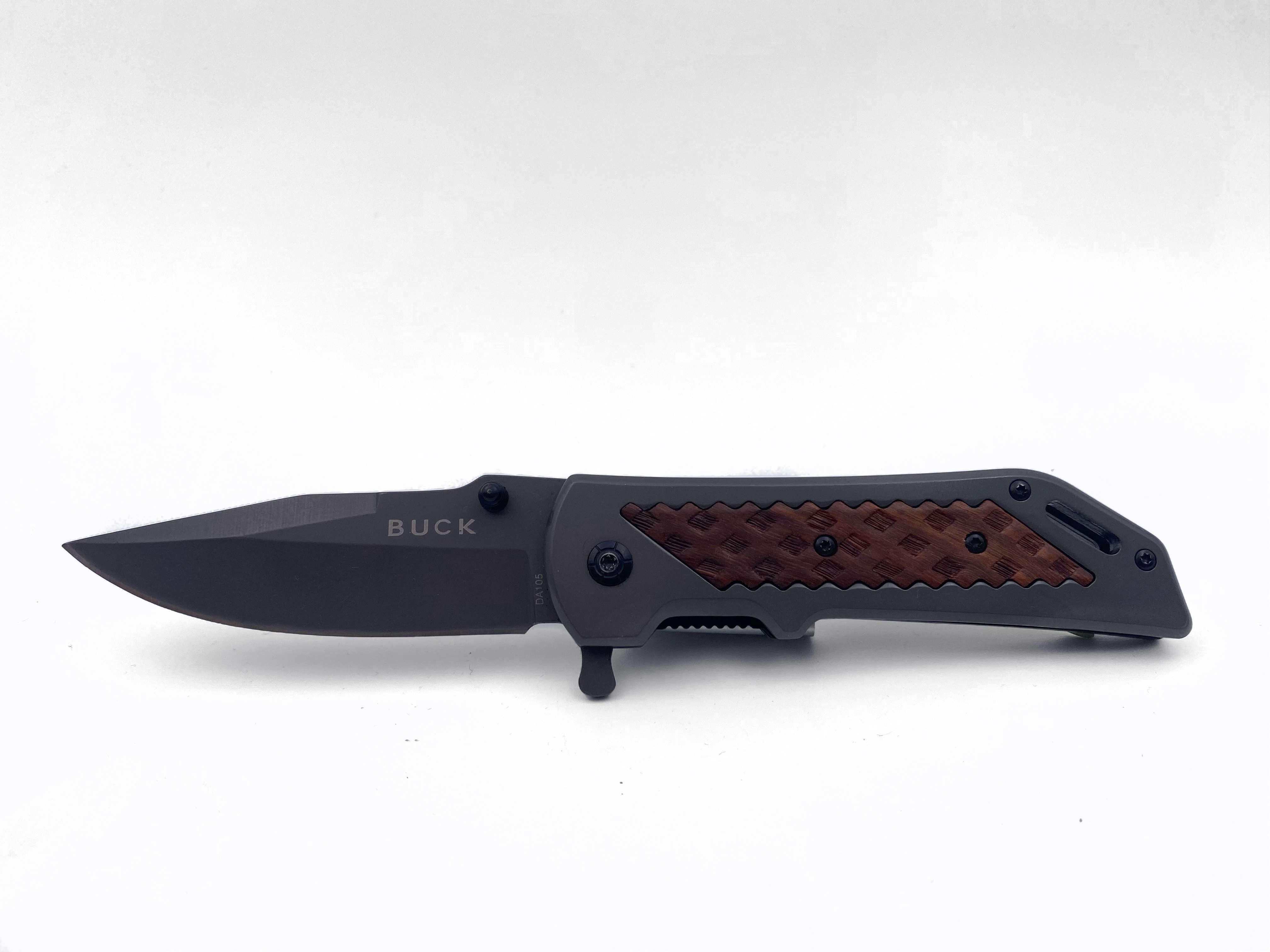 BUCK סכין שחורה עם פס חום