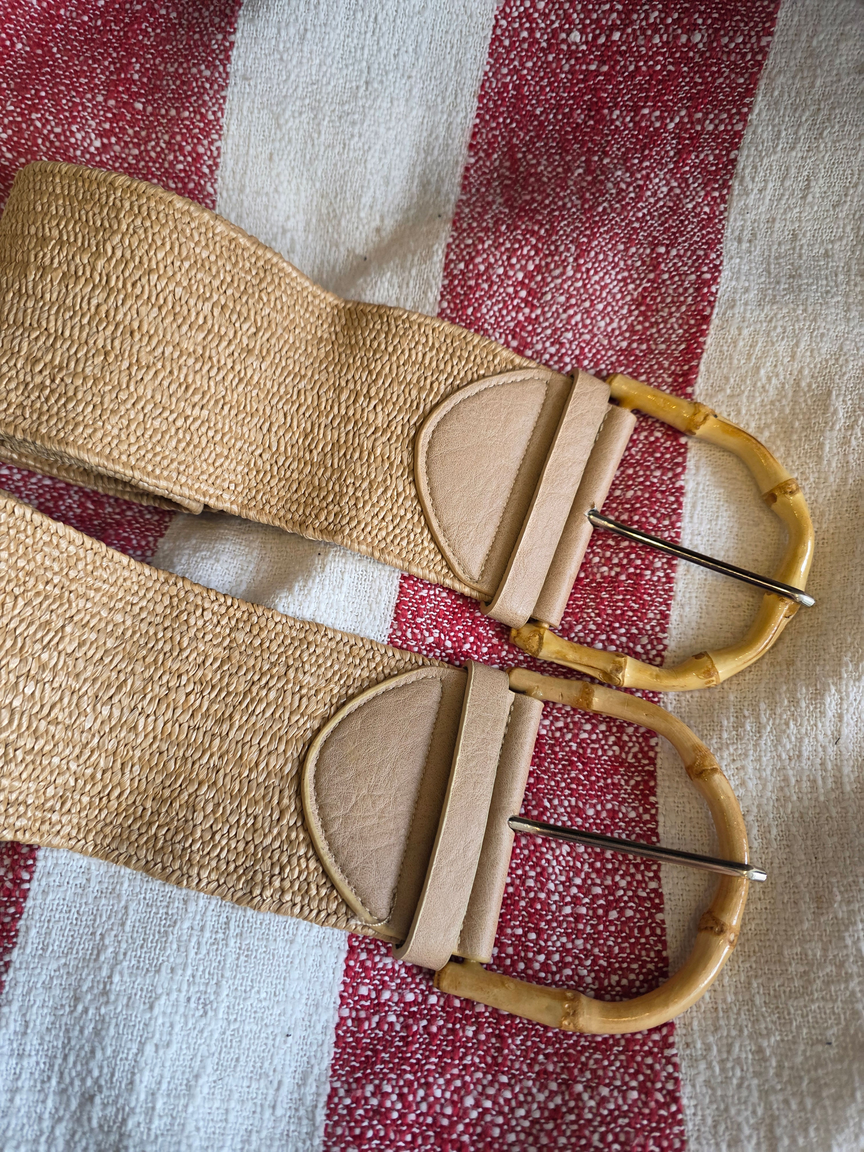 Cream Wooden Stretch Belt