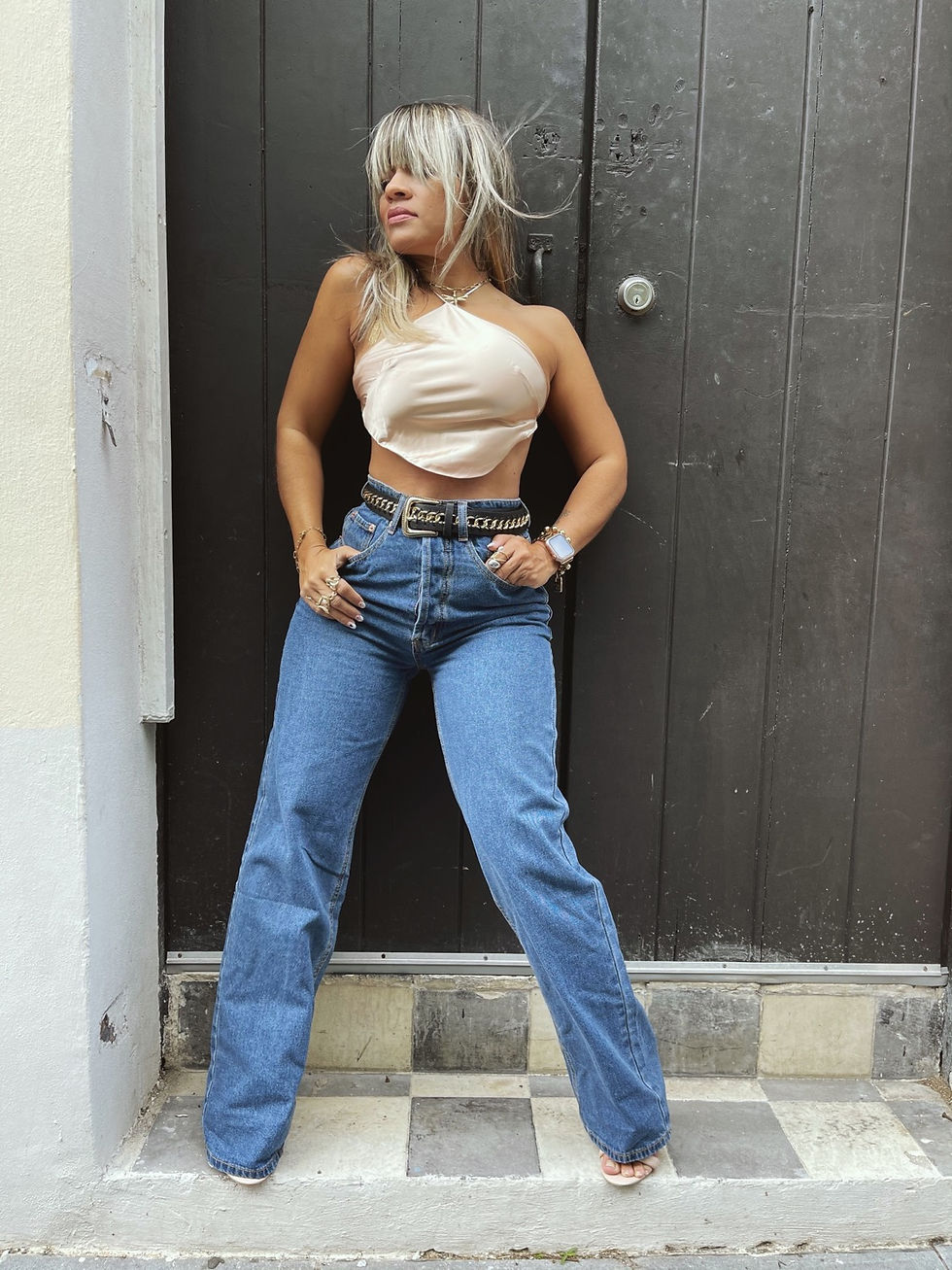 Thumbnail: Dark Wash Straight Trousers