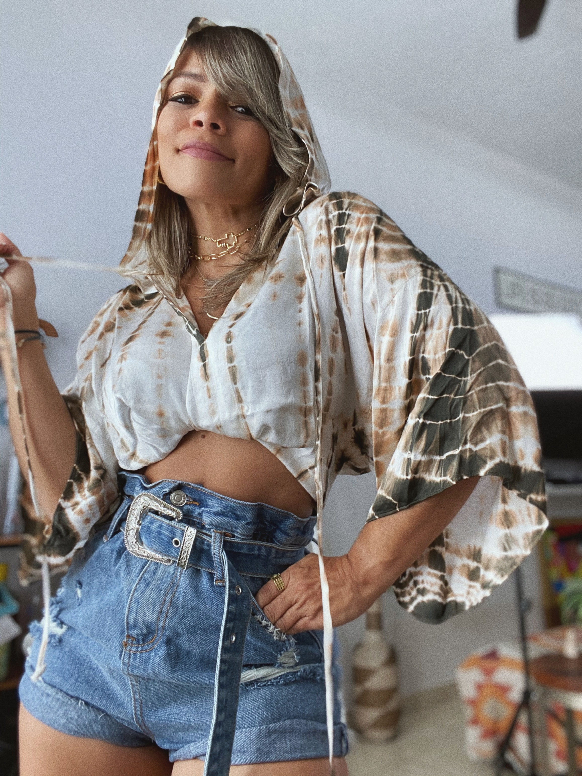 Tie Dye Crop Hoodie Shirt