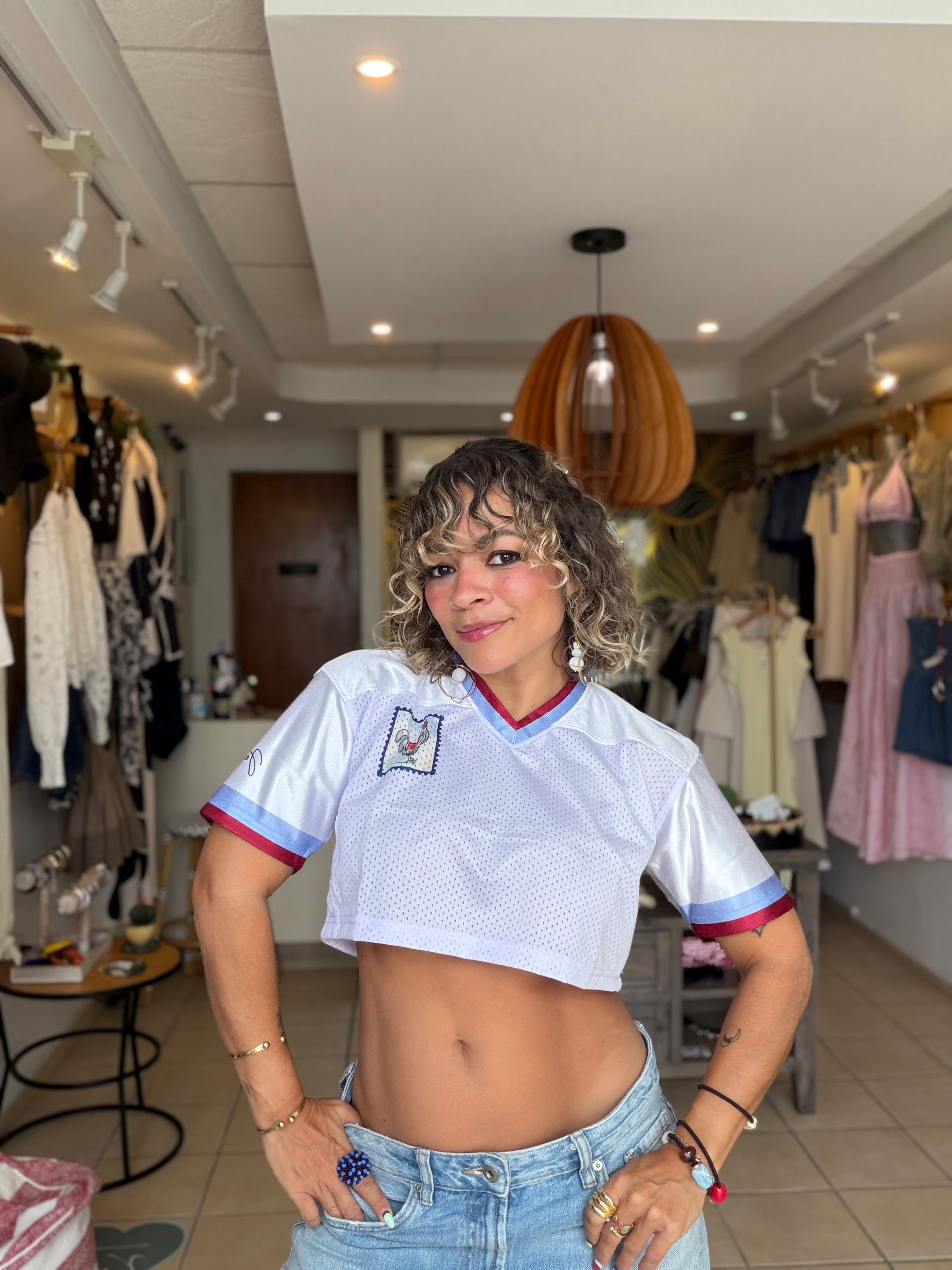 White La Galla Crop Jersey