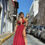 Thumbnail: Chunky chain wine maxi dress
