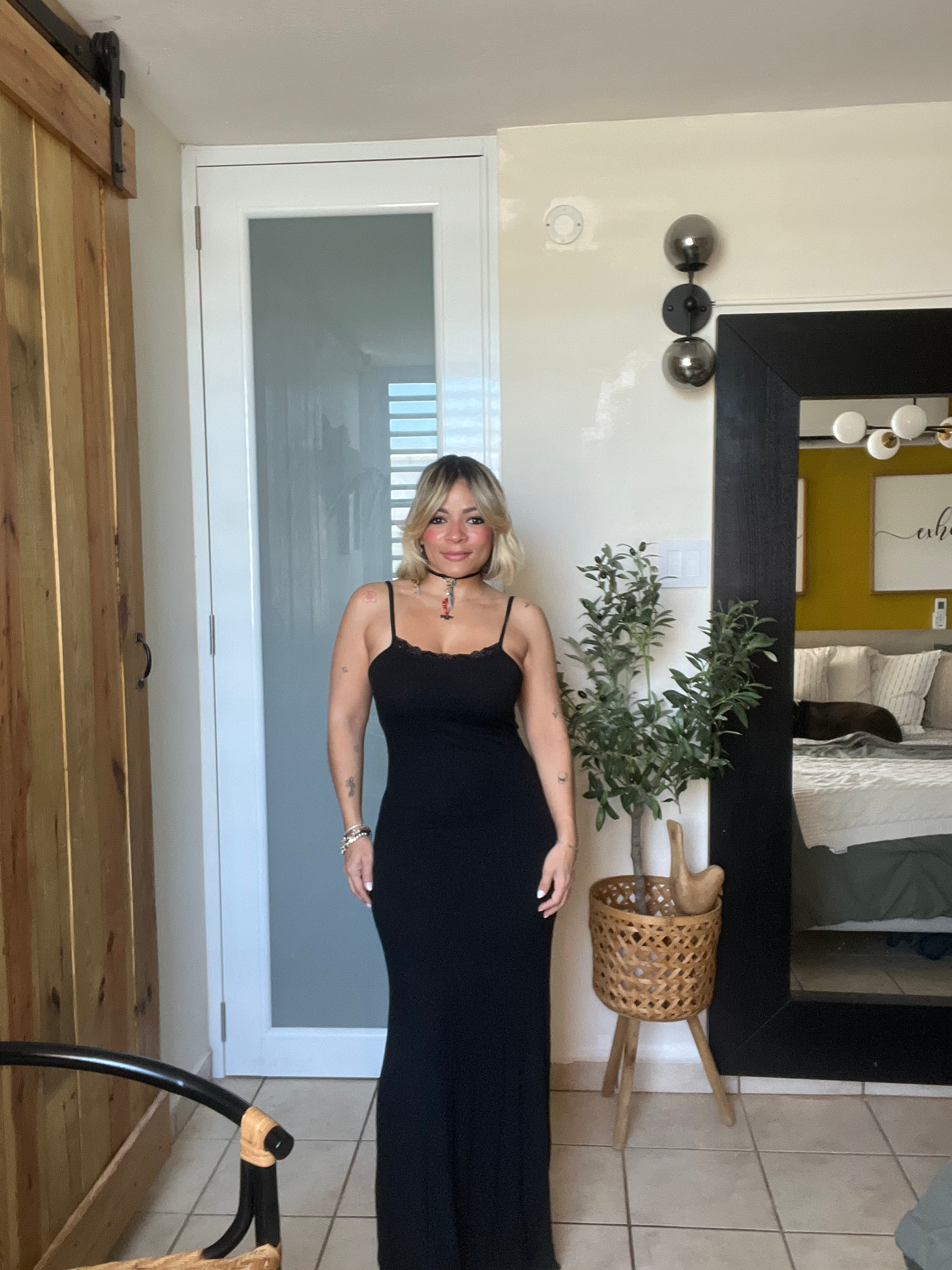 Lace Trim Long Dress