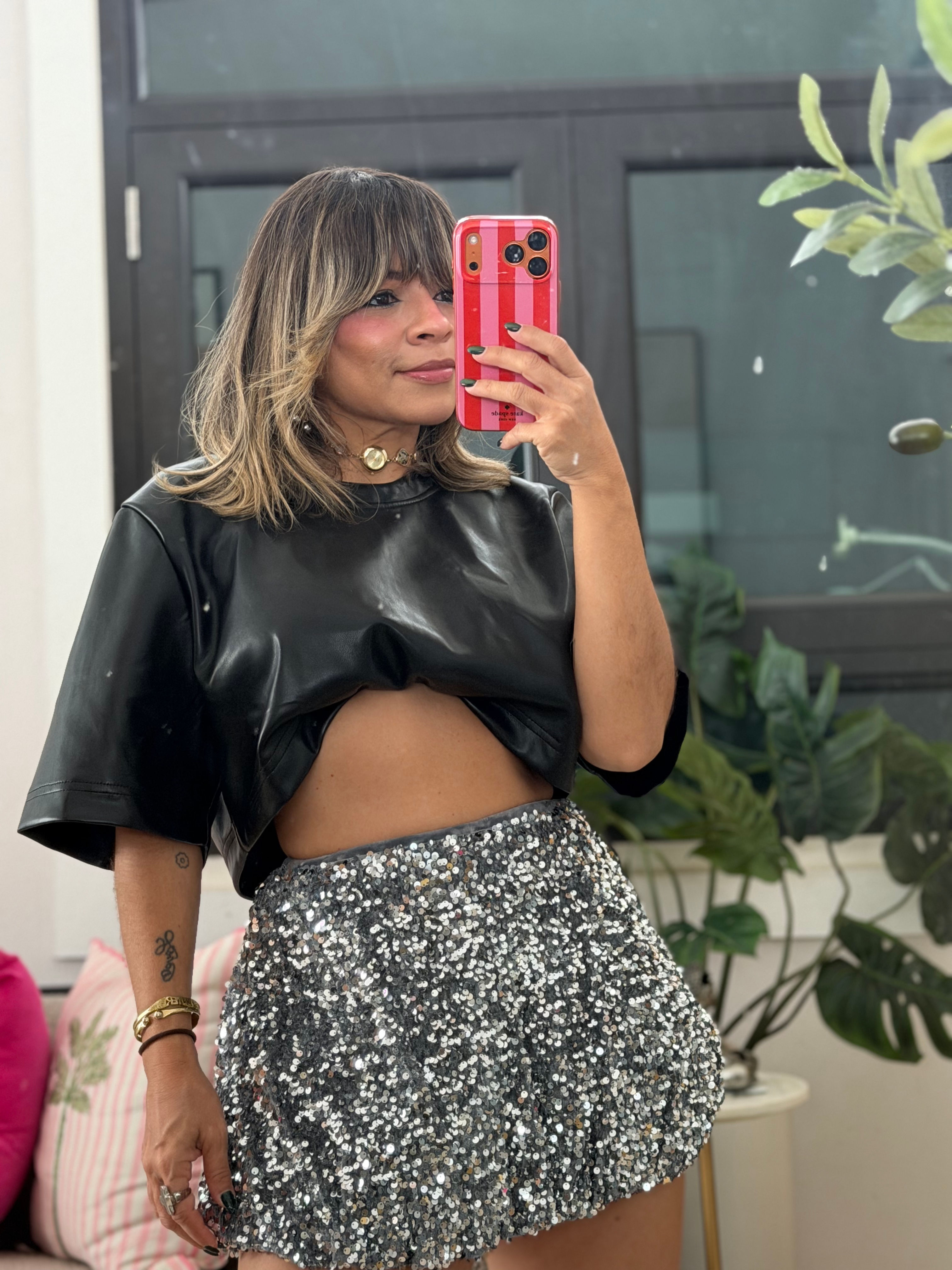 Leather Crop Shirt