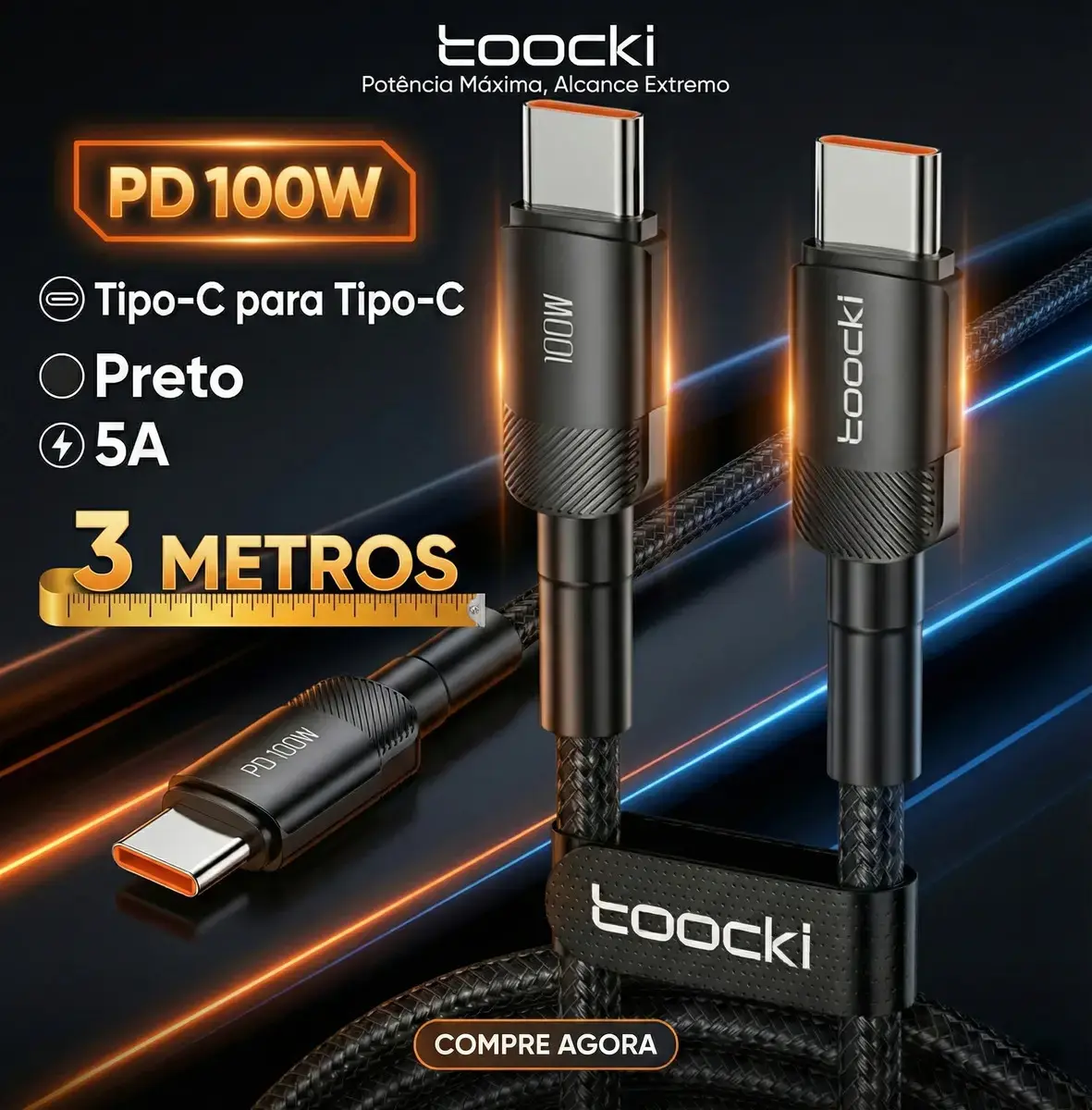 Cabo Toocki USB-C de 3 METROS