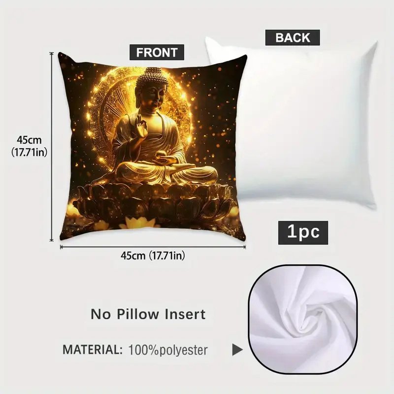Miniatura: Almofada Decorativas Contemporâneas com Estampa de Buda Dourado e Lótus