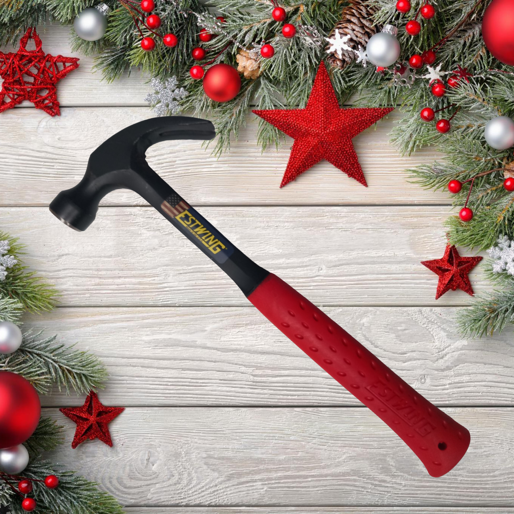 Limited Edition Red Personalised Estwing Curved Claw Hammer Vinyl Grip
