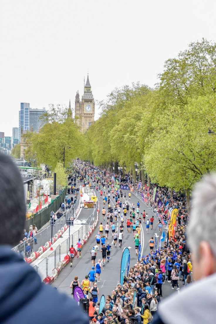people spectating a city marathon
