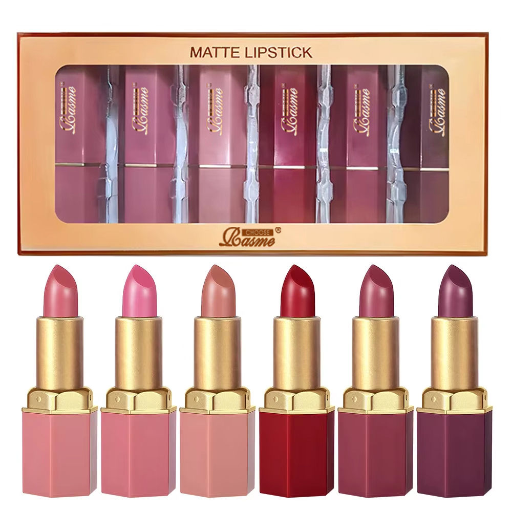 6 Colors Gold Bar Tube Lipstick