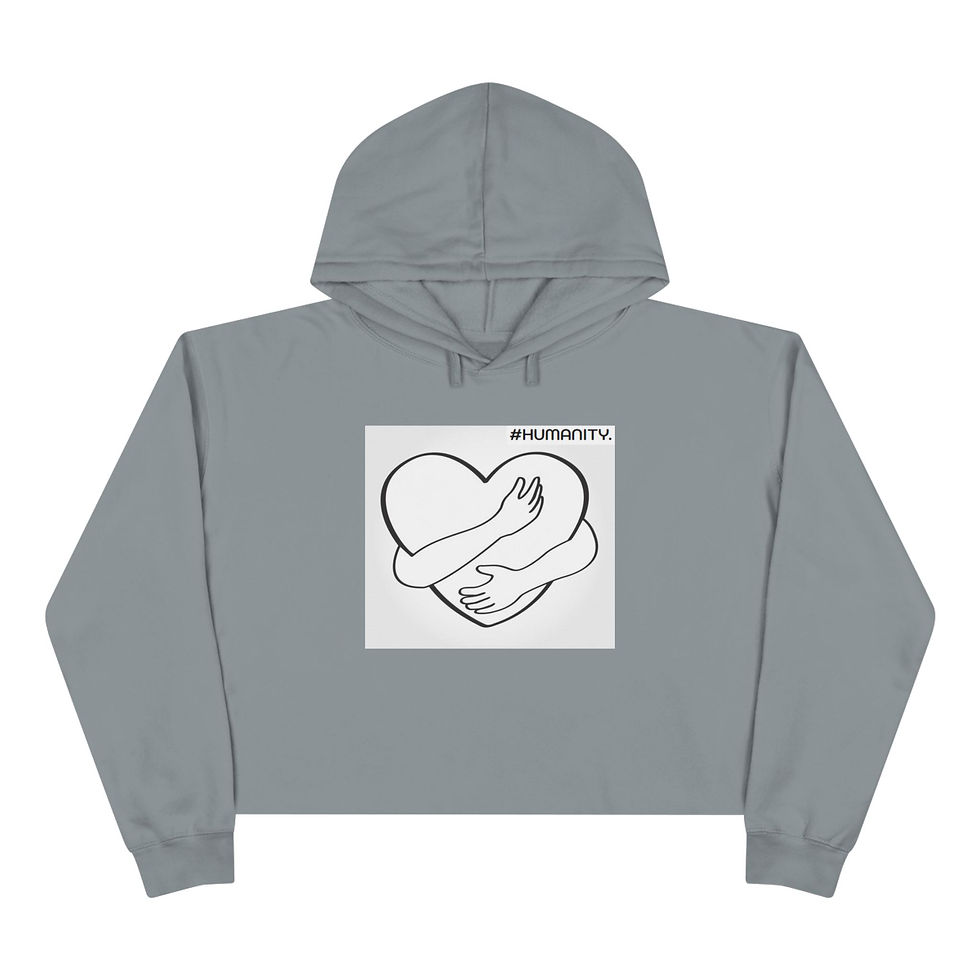 Thumbnail: Embrace Humanity Crop Hoodie - White, Compassionate Design for Social Awareness