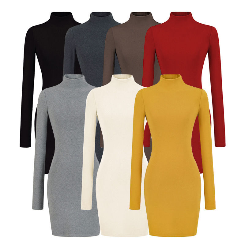 Comfortable Knitted High Collar Bodycon Dress