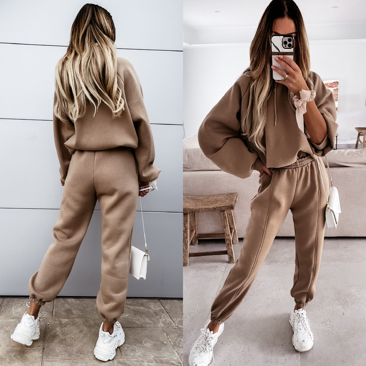Casual Fleece Oversized Hooded Long Sleeve Two Piece Set