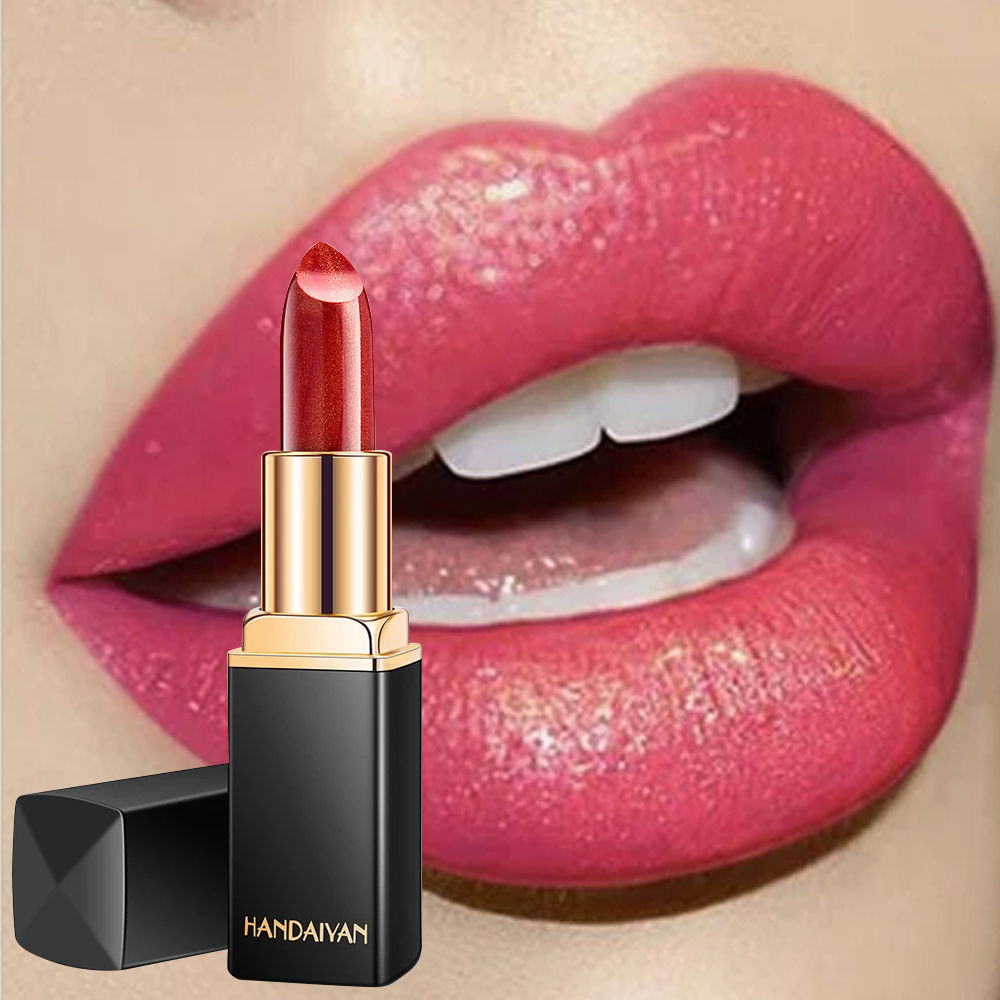 Black tube gold shiny lipstick, pearl moisturizing lipstick 9 colors available