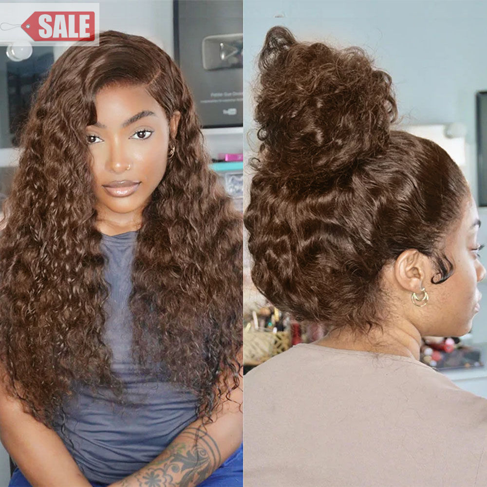 Perruque frontale en cheveux humains à ondulation profonde