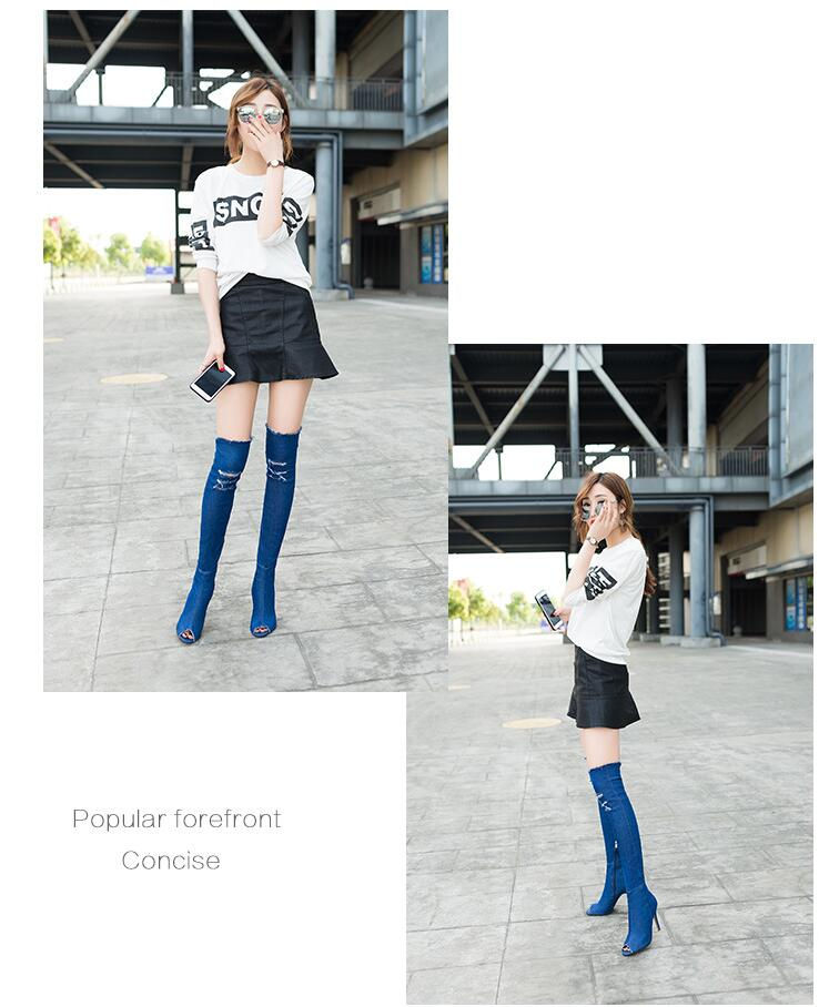Miniature : Thigh High Denim Boots