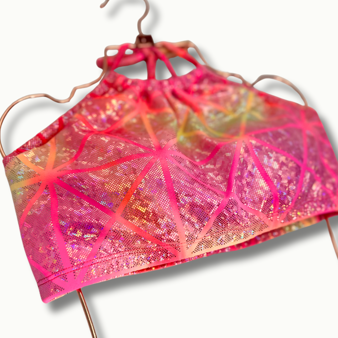 Coordinado Metalizado Halter Tie Dye