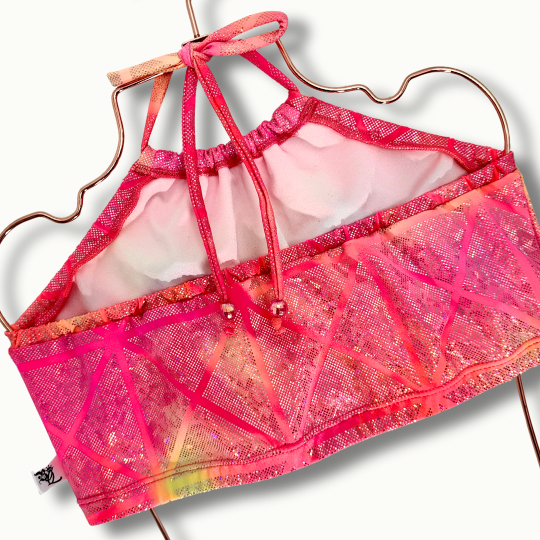 Coordinado Metalizado Halter Tie Dye