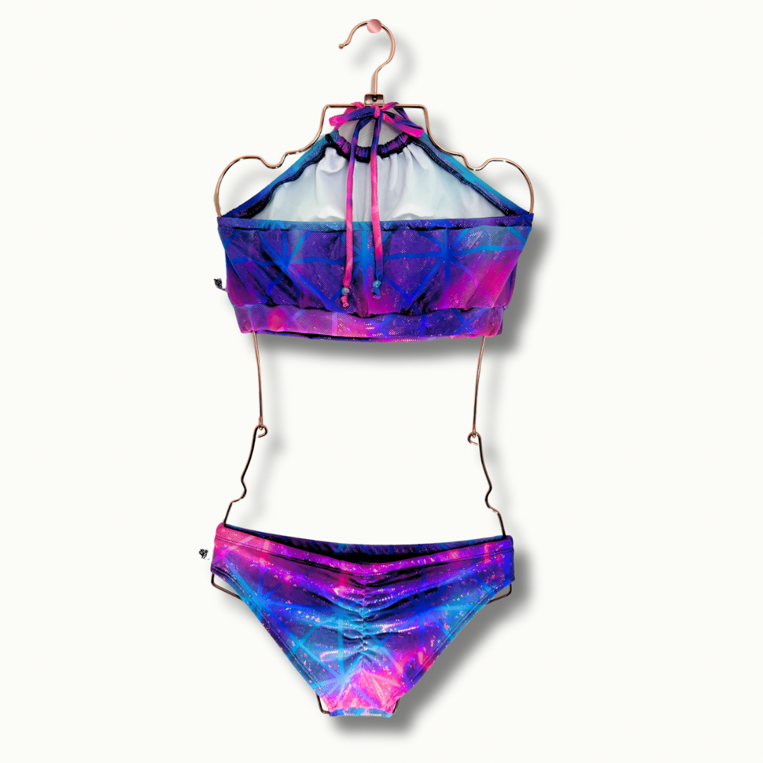 Coordinado Metalizado Halter Tie Dye