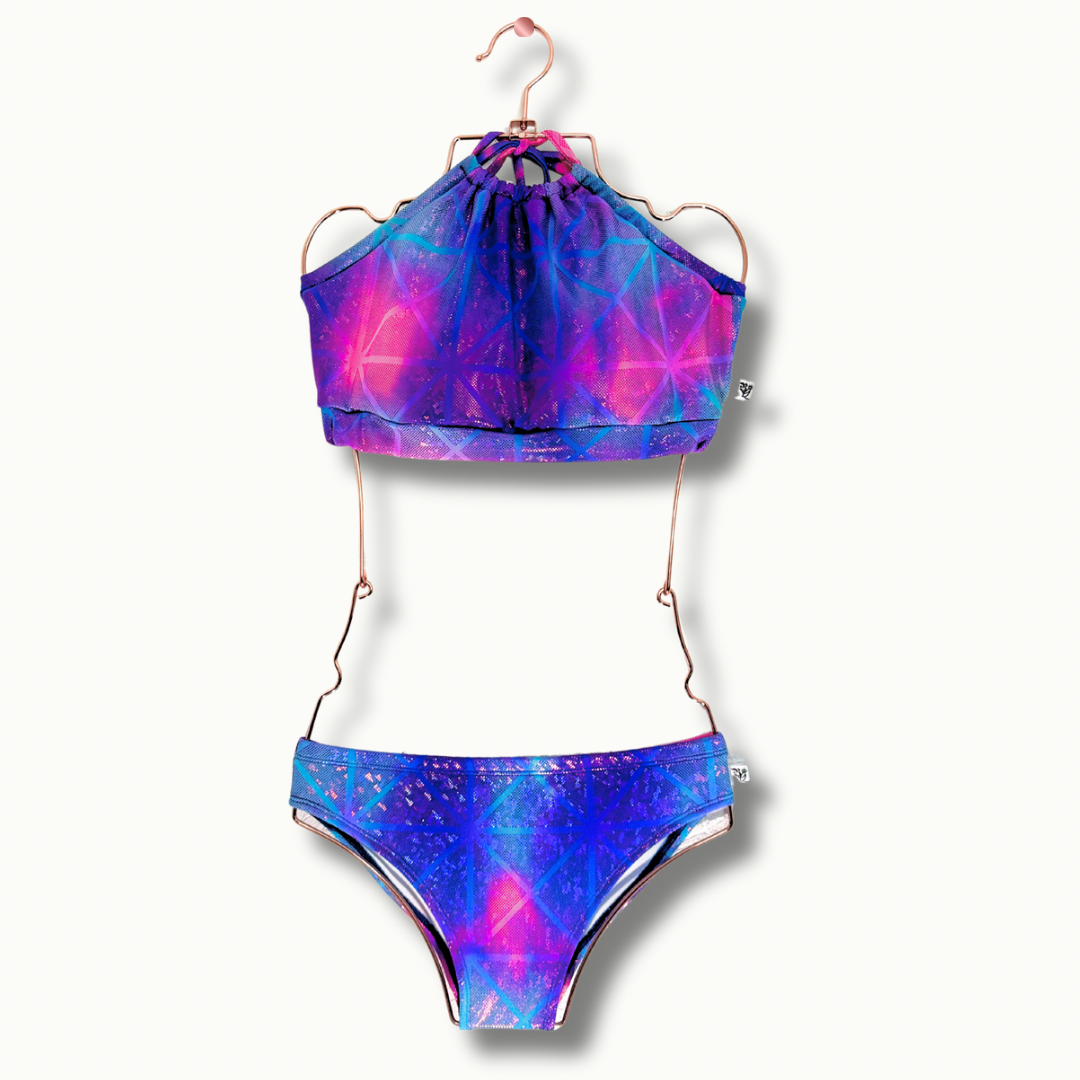 Coordinado Metalizado Halter Tie Dye