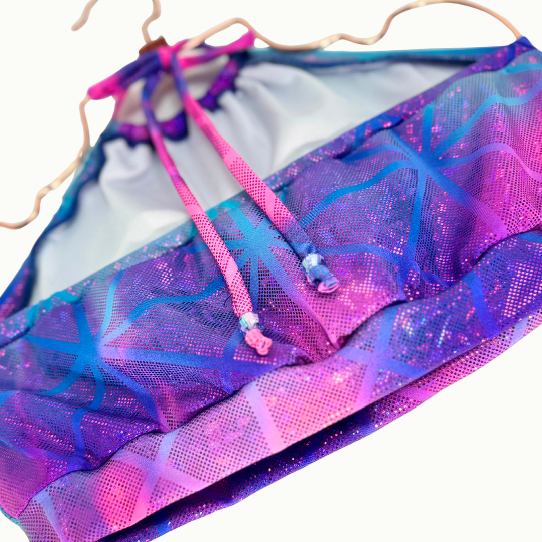 Coordinado Metalizado Halter Tie Dye
