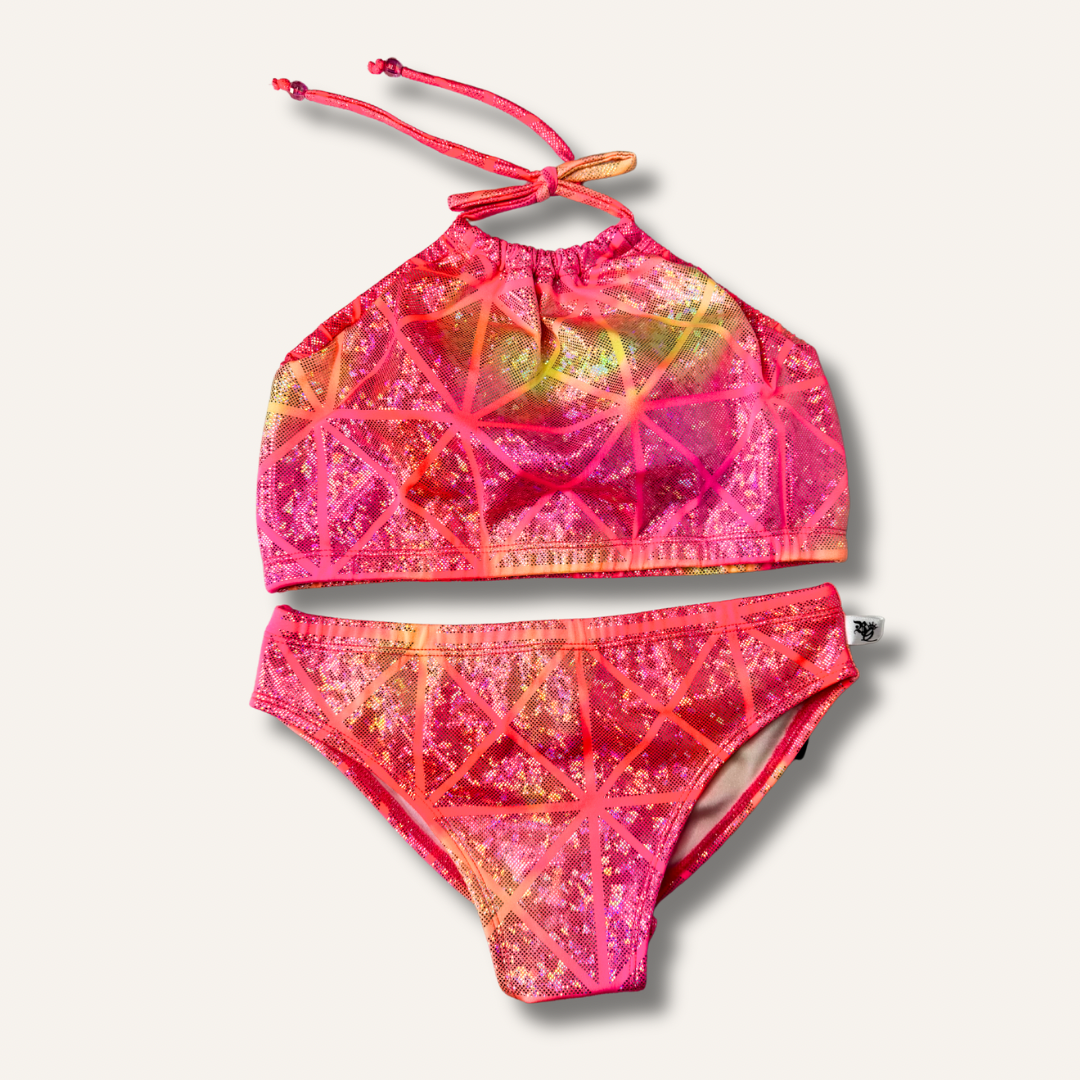Coordinado Metalizado Halter Tie Dye