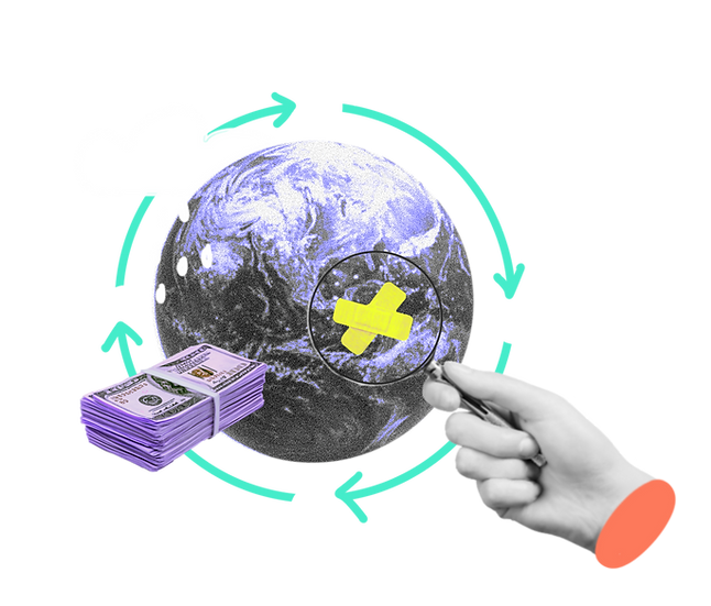 Verspielte Grafik, die Elemente des Ansatzes aufgreift