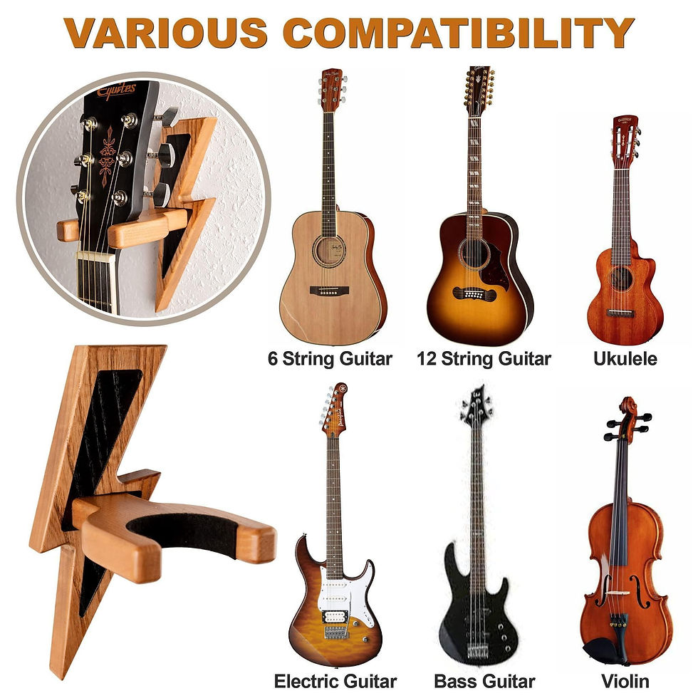 Thumbnail: Guitar Holder Wall Mount Ash Wood Guitar Hanger Hook Stand Rack Hardwood Beige