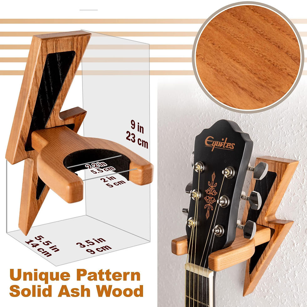 Thumbnail: Guitar Holder Wall Mount Ash Wood Guitar Hanger Hook Stand Rack Hardwood Beige