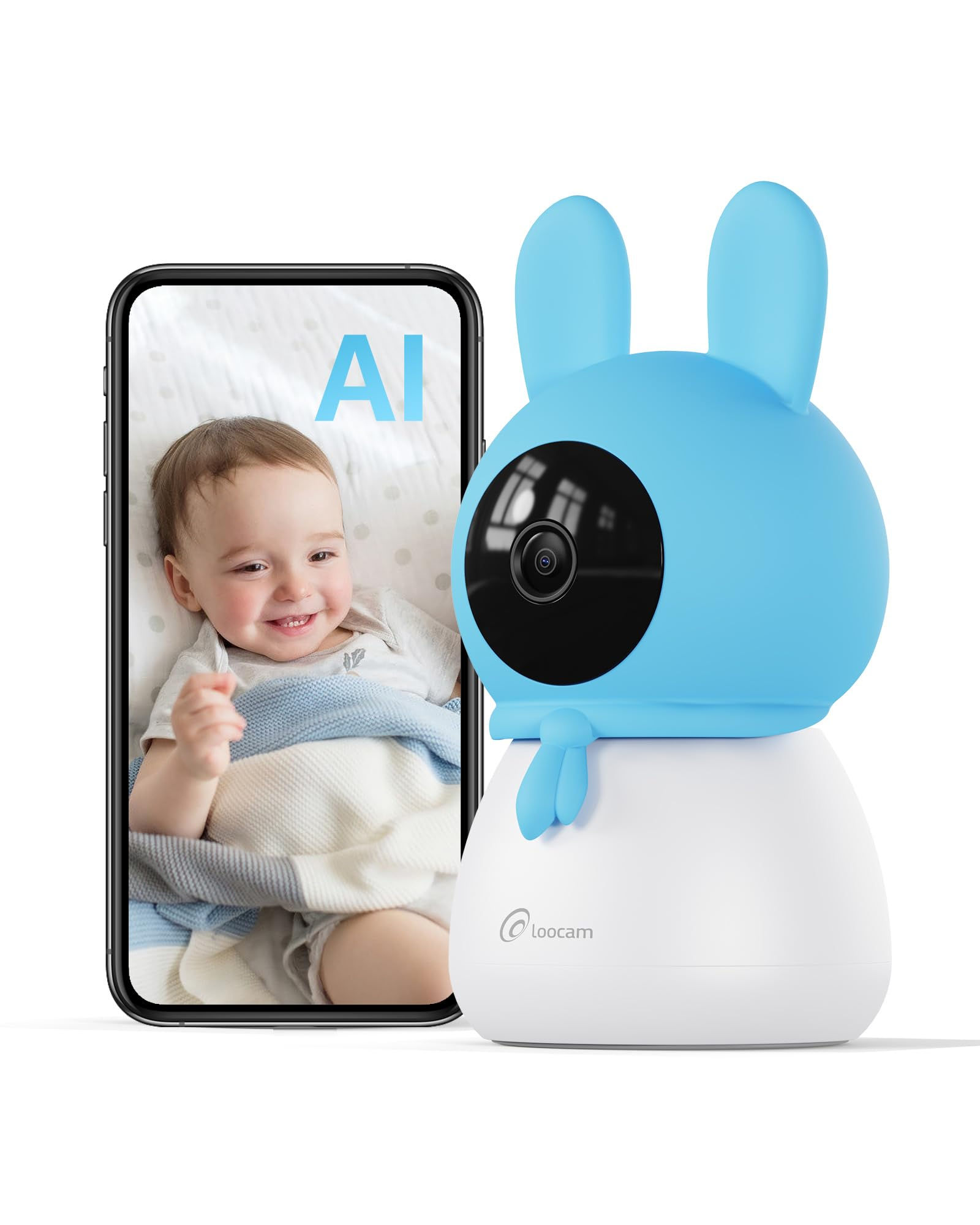 Loocam 2.5K 4MP Smart Baby Monitor with 64GB SD Card AI Cry/Face/Area Departure 