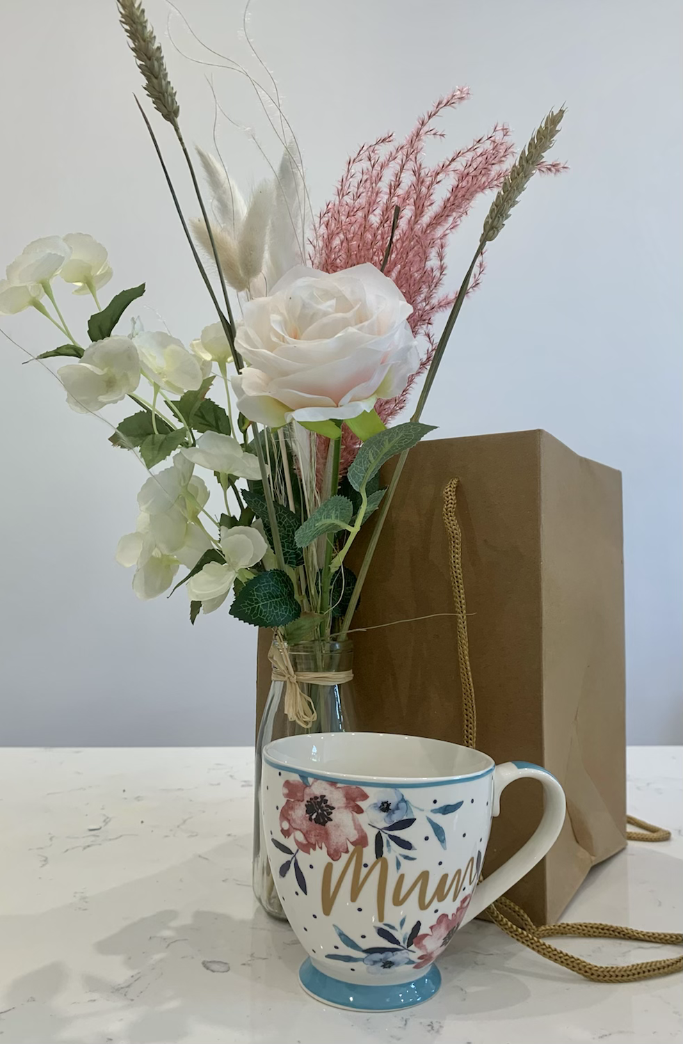 Milk Bottle flowers & Mug Gift Set
