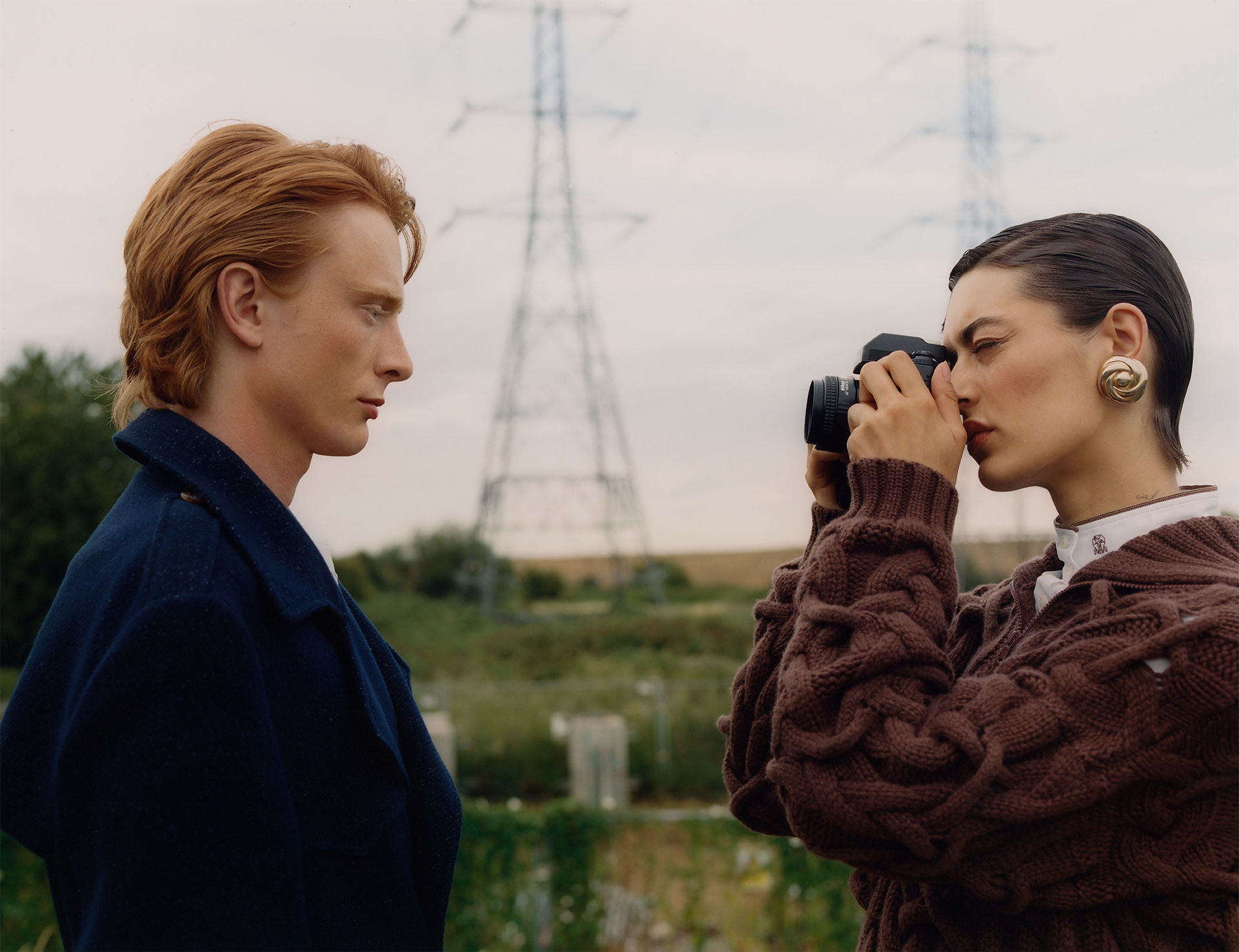 Mason Marchetti and Isa Nilwik photographed by Blair Gauld. Styled by Hetty Burton. Fashion by Brunello Cucinelli, Dévé, Guess, Mont Blanc, Róisín Pierce and Tommy Hilfiger.