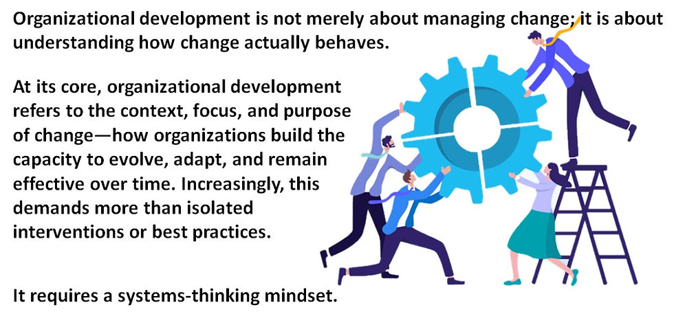 SYSTEMS THINKING IN ORGANIZATIONAL DEVELOPMENT: NAVIGATING COMPLEXITY CHANGE, AND PERFORMANCE