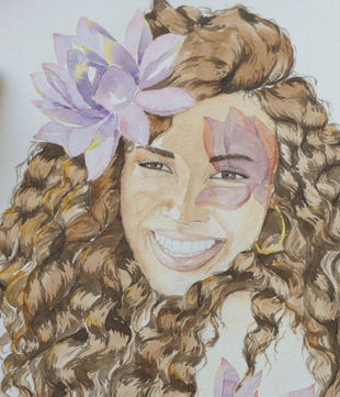 portrait à l'aquarelle de jeune femme souriante