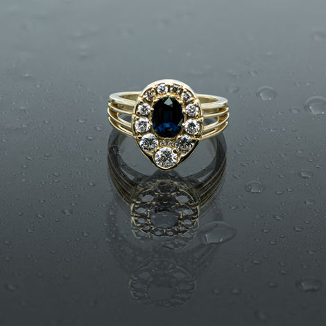 The Refinery - Sapphire & Diamond Ring 3D printed and Render Prototypes.