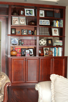 formal living book shelves