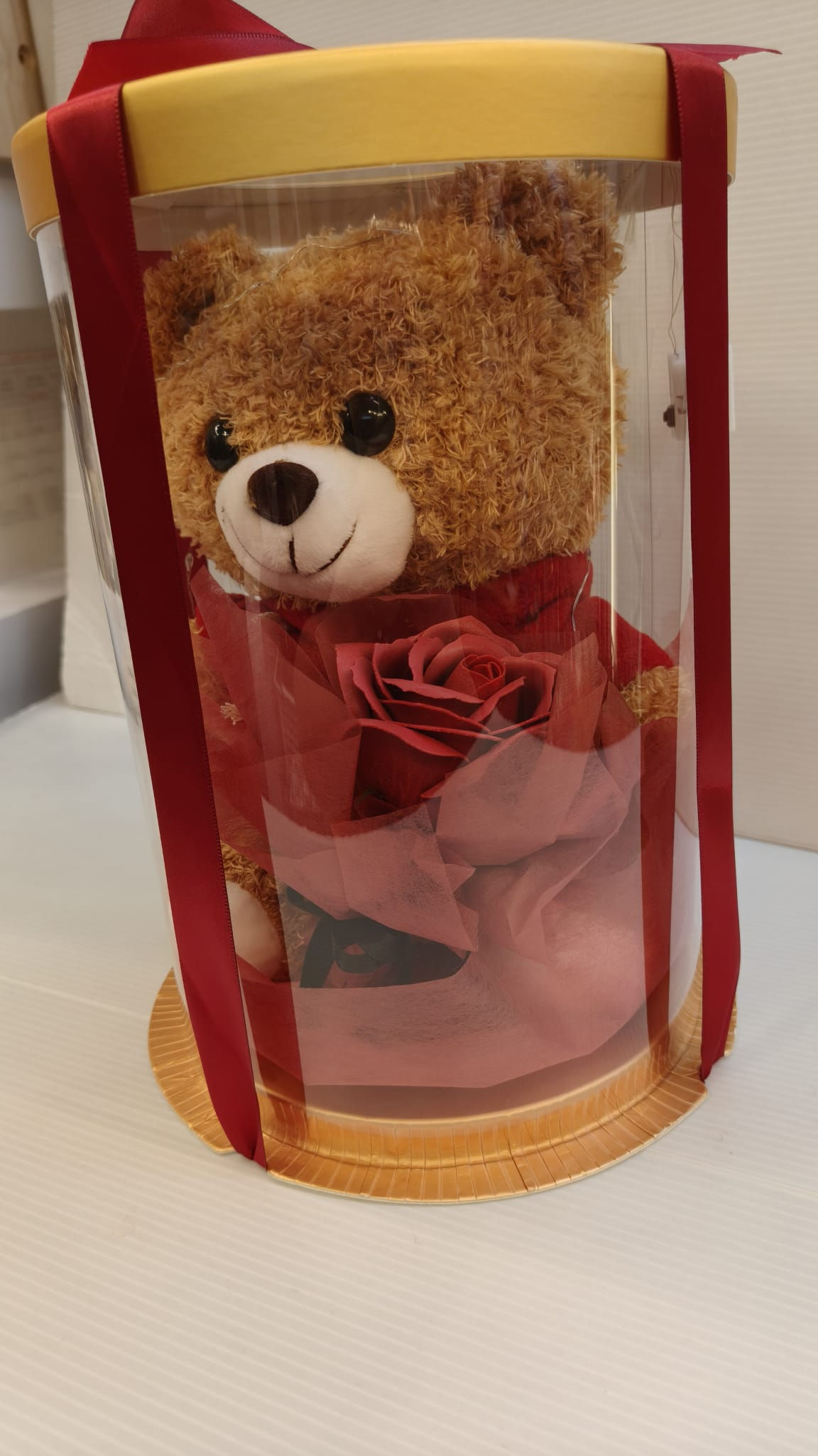 "Love" Hoody Bear with Soap Rose and Led. Lights