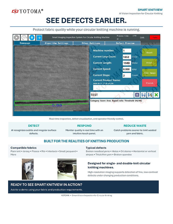 Smart KnitView is AI powered defect inspection system. It uses Edge computing power