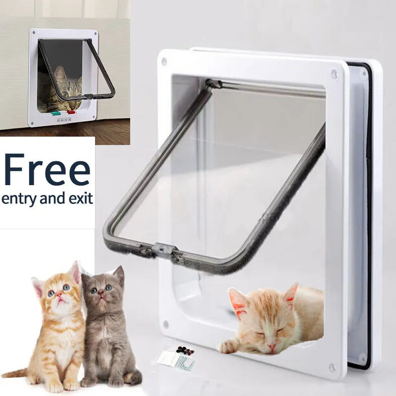 Pet Door 4 Way Lockable Security Flap Door for Small Pets